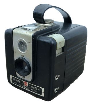 Vintage 1950s 1960s Kodak Brownie Hawkeye Box Camera Flash Model Black