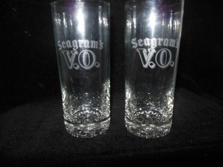 Vintage Seagrams V.  O.  6 " Tall Highball Tumbler Glasses Marbled Bottom Set Of 2