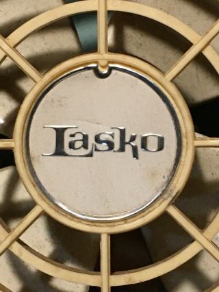 Vintage Round Metal LASKO Floor FAN Teal Model 5210 Mid Century Retro Stand 2