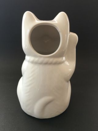 Vintage Lucky Cat White Ceramic Benihana Tiki Mug Planter Vase DW127 3