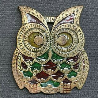 Vintage Owl Trivet Cast Iron Retro Metal Kitchen Hot Plate Holder Primitive 6 "