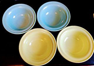 Vintage Set Of 4 Meladur By Lapcor Melmac Melamine 6 " Bowls 2 Yellow,  2 Blue