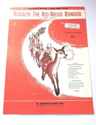 Vintage " Rudolph The Red - Nosed Reindeer " Sheet Music Dated 1949