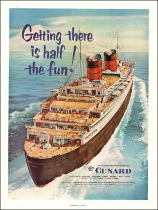 1949 Vintage Travel Ad For Cunard 