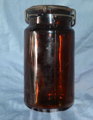 Vintage P.  Lorillard Co.  Dark Amber Jar Cohansey Glass Pat.  1876