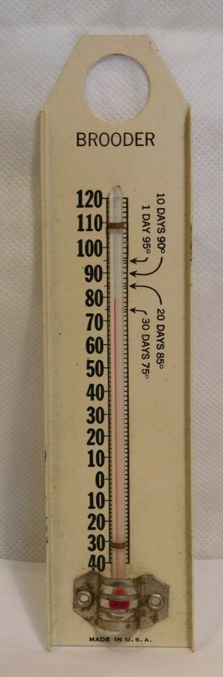 Vintage Chicken Brooder Thermometer Made In Usa Hens Chicks Egg Incubator Metal