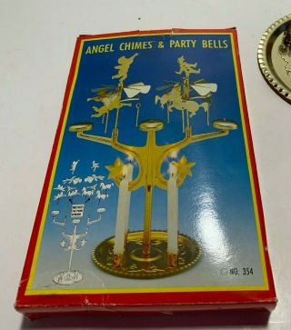 Christmas Carosel Two Set Vintage Brass Angel Chimes Complete With 20 Candles