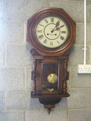 Antique / Octagonal Drop Dial Wall Clock By Kays Worcester