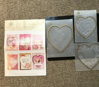 Anna Griffin Vintage Valentine Days Holders And Dies Hearts 3d Embossing Folders