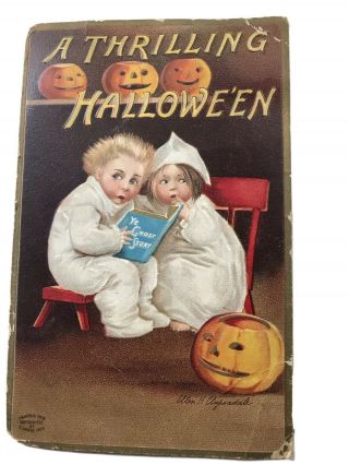 Vintage Embossed Thrilling Halloween Postcard From 1909.  Jol Chicago Post Mark