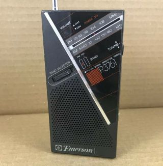 Emerson P3761 Am Fm Pocket Radio Portable Handheld Telescopic Antenna Vintage
