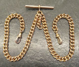 Antique Rolled Gold Curb Link Double Albert Pocket Watch Chain.