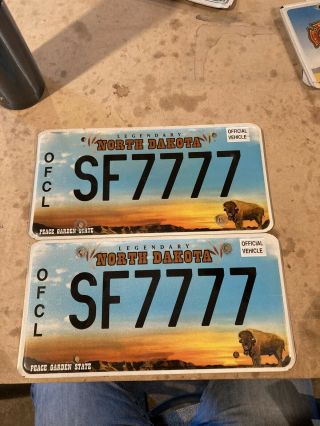 North Dakota Ofcl State Government License Plate,  Rare,  Quad 7’s,  Lucky 7’s