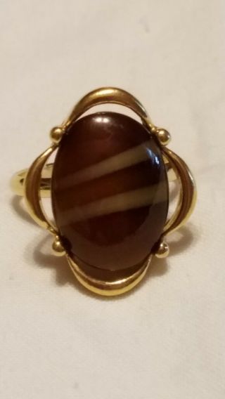 Vintage Sarah Coventry Faux Tiger Eye Gemstone Ring