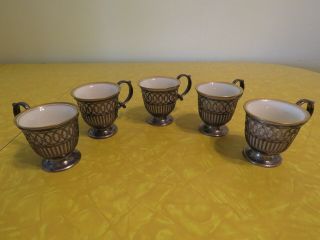 Set Of 5 Tiffany & Co.  Sterling Silver Baskets & Lenox Demitasse Cup Inserts