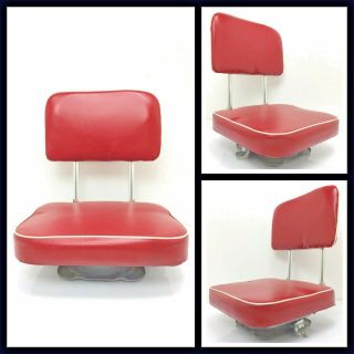 Vintage Scott Port - a - fold Red Portable SWIVEL Folding CLAMP - ON BOAT SEAT 2 2
