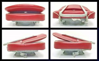 Vintage Scott Port - a - fold Red Portable SWIVEL Folding CLAMP - ON BOAT SEAT 2 3