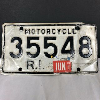 Vintage Rhode Island Motorcycle License Plate 70’s 80’s /91 Registration Sticker