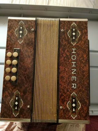 Antique Hohner Button Accordian Made In Germany