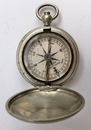 Vintage Keuffel & Esser Ny Nickeled Brass Pocket Watch Style Compass