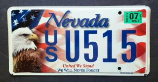 Nevada United We Stand Never Forget 9/11 Eagle 2011 Specialty License Plate