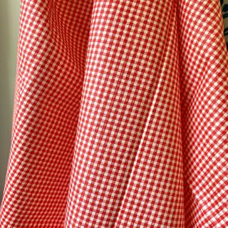 Vintage 50s 60s Red White Gingham Check Cotton Fabric