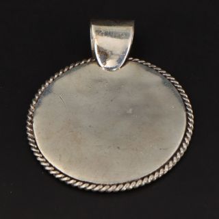 Vtg Sterling Silver - Mexico Braided Engraveable Solid Disc Pendant - 25g