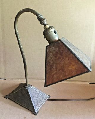 Antique Arts & Crafts Mission Desk Lamp Mica Shade