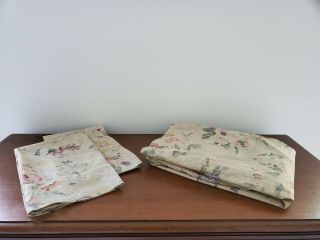 Vintage Ralph Lauren Francesca Floral Queen Flat Sheet & 2 Standard Pillowcases