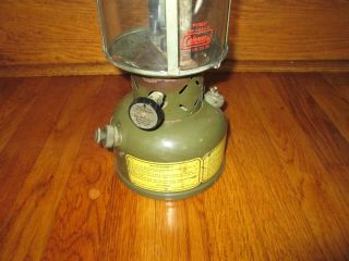 Vintage 1952 COLEMAN Lantern U.  S.  Army Military Gasoline Leaded Fuel Pyrex Globe 3