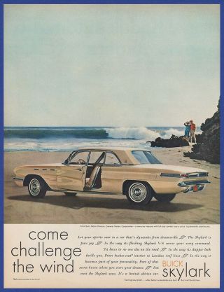 Vintage 1961 Buick Skylark 2 Door Automobile Car Print Ad 60 