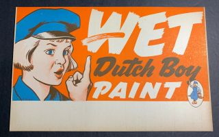 Dutch Boy Wet Paint Cardboard Sign 1949 Vintage