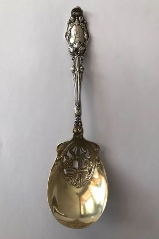 Gorham Sterling Silver Virginiana Art Nouveau Pierced Large Serving Spoon