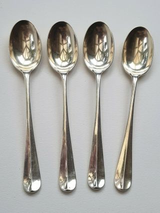 Antique - Set X4 Solid Silver Rat Tail Tea Spoons - Elkington - Bham - Circa 1907