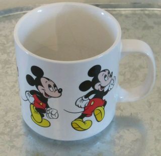 Vintage Disney Mickey Mouse Walking White And Black Coffee Cup Mug