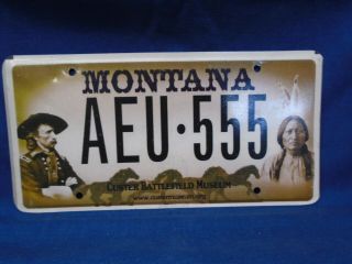 Custer Battlefield Museum Montana License Plate Aeu - 555