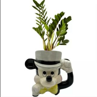 Vtg Disney Mickey Mouse Wearing Top Hat Ceramic Mug/ Plant Holder Disney Japan