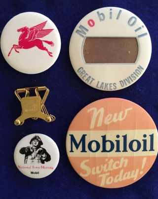 5 Vintage Gas & Oil Co.  Pins/ Badges: Mobil Oil