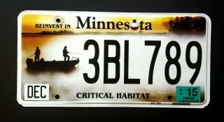 Minnesota " Critical Habitat - Angler " Mn Specialty Graphic License Plate