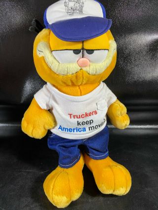 Truckers Keep America Moving 16 " Garfield Stuffed Collectable Vtg Plush Hat