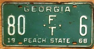 1968 Georgia License Plate Number Tag - $2.  99 Start