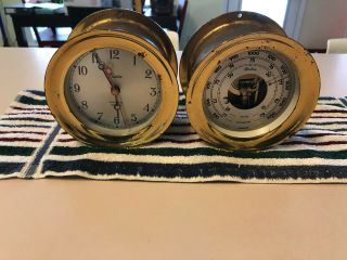 5 3/8 " Chelsea Clock Boston Shipstrike Quartz Clock And Barometer,  Both Work