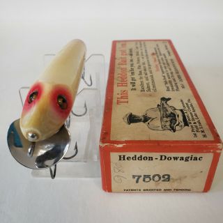 VINTAGE HEDDON VAMP SPOOK ANTIQUE FISHING LURE WITH MATCHING BOX 7502 3
