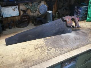 Vintage H Disston & Sons 22” Hand Saw Carpenters Tool