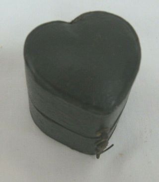Antique Leather Heart Shaped Ring Box