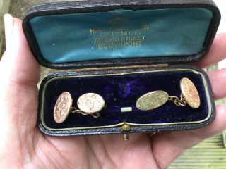 Antique 9ct Rose Gold Mens Cufflinks Birmingham 1905 Boxed