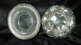 Stunning 2 Antique Sterling Silver Candy Nut Dish Bowl Whiting & Gorham
