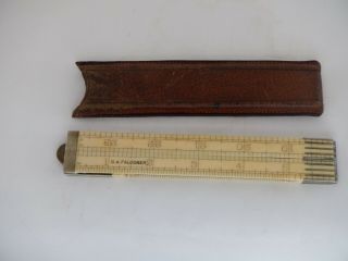 Antique 19th Century 4 X Fold 24 " Pocket Folding Ruler In Slip Case - C.  1880 