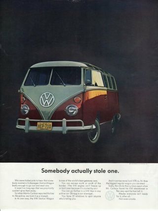 Vintage Print Advertisement Ad Car Vw Volkswagen 1964 Van Someone Stole One Ad