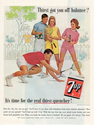 Vintage Advertising Print Soft Drink Seven - Up 7up Tennis Got You Off Balance 63